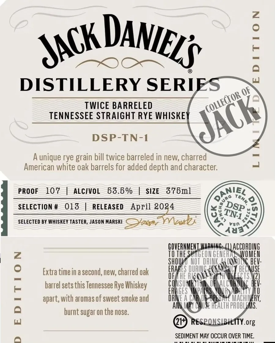 The Jack Daniel's Distillery Series, formerly Tennessee Tasters has a new release for 2024, a Twice Barreled Rye.