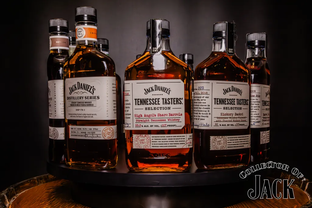 Various Jack Daniel’s bottles from different series and releases.