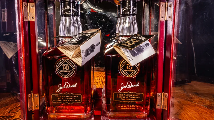 A rare commemorative double set celebrating the 70th anniversary of the reopening of the Jack Daniel’s Distillery and the 75th anniversary of the repeal of Prohibition.