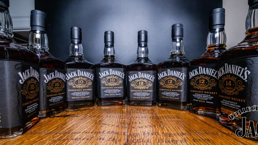 Jack Daniel's 10, 12, and 14 Year Old Bottles.