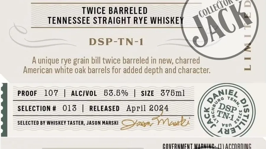 The Jack Daniel's Distillery Series, formerly Tennessee Tasters has a new release for 2024, a Twice Barreled Rye.
