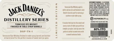Jack Daniel's Distillery Series Rye Finished in Table Syrup Barrels