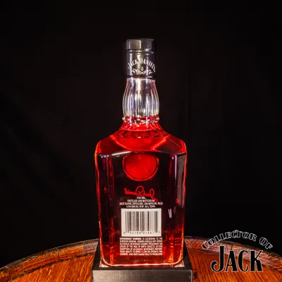 Rear of 75th Anniversary bottle with barcode label.