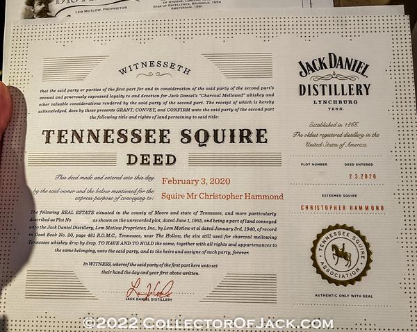 Jack Daniel's Tennessee Squire Letter