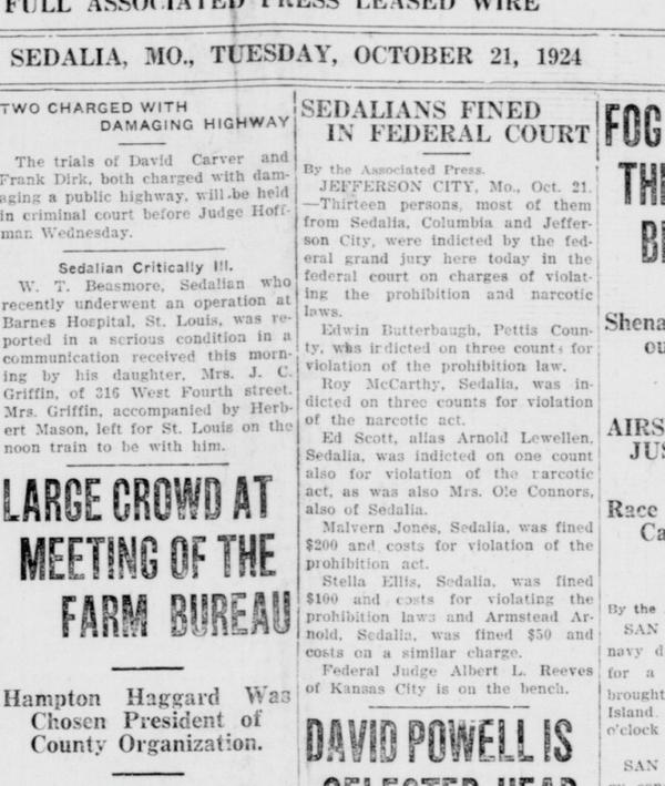 Sedalia Democrat October 21, 1924 Page 1